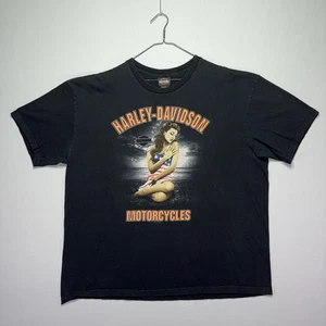 Camisa Harley-Davidson 2015 - negra - chica pinup - bandera de Estados Unidos - para hombre 3XL - Imagen 1 de 6