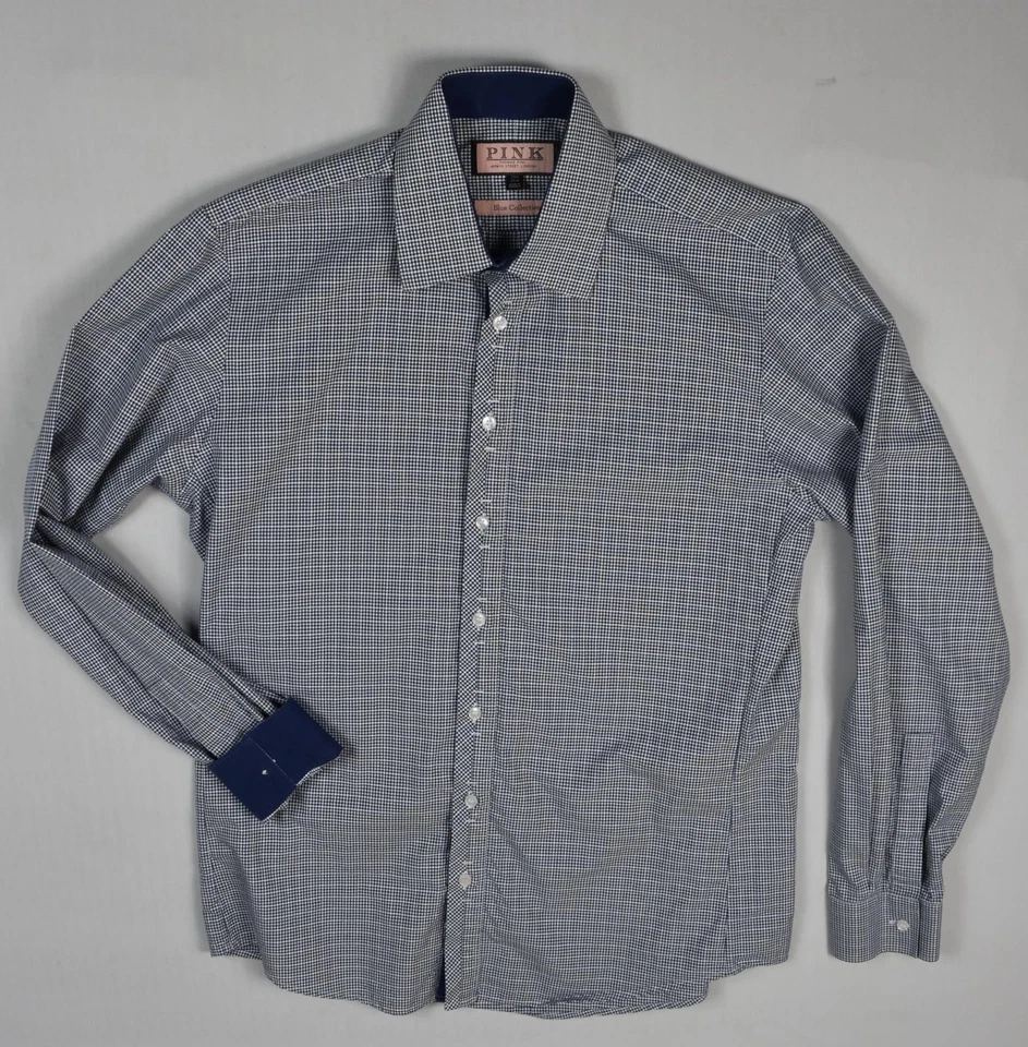 Camisa de vestir de lujo formal colección azul Thomas rosa para hombre talla 15,5 como nueva Foto 1 de 4