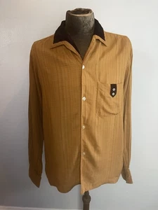 Vintage 1950s 50s Men’s Ripley Velvet Trimmed Gold Shirt Button Down - Picture 1 of 8