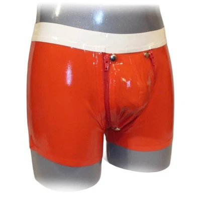 Latex Shorts mit Doppel-Reißverschluss/Innenbeutel Rot Size:XL(1967) - Bild 1 von 4