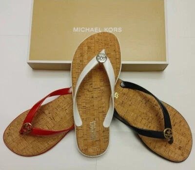 Sandalias de Corcho MICHAEL KORS MK Logo Dije Tanga de Jalea Talla 6 ELIGE COLOR Jet Set Foto 1 de 3