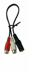 2 RCA Female to 3.5mm Headphone Female Cable Wire - Picture 1 of 8