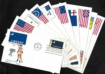 #1345-1354 6c Historic Flags - Set of 10 Cachetcraft / Messineo FDCs - Image 1 of 4