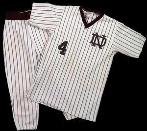 Vintage Ladies S M L 30 ND Notre Dame Striped College Baseball Uniform Set - Picture 1 of 16