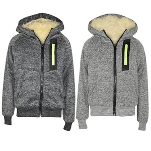 Garçons Enfants Fluo Fermeture Éclair Complet Inside Fourrure Polaire Blouson À - Bild 1 von 5