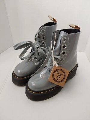Dr Martens Vegan Molly Iridescent Grey Quad Platform Chunky Airwair Size 5 - Image 1 of 4
