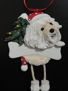 Havaneser Hund Weihnachtsschmuck baumelnde Beine Hund E&S Haustiere können Sie personalisieren! - Bild 1 von 12