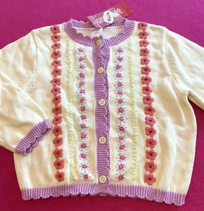 Vintage NWT Gymboree 2006 SNOW BLOSSOM Embroidered Scalloped Cardigan Sweater 3 - Picture 1 of 4