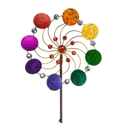CIM Metall Windrad Exotic Flower Rainbow Ø34cm Höhe 122cm Windspiel Deko Garten - Bild 1 von 3