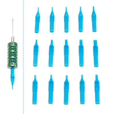 10x puntas desechables para tatuaje de un solo uso ametralladora de tatuaje boquilla tubo de aguja azul Foto 1 de 4