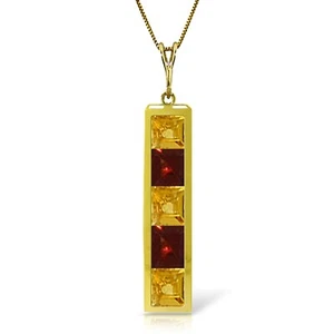2.25 Carat 14K Solid Yellow Gold Darkest Hour Citrine Garnet Necklace 14"-24" - Picture 1 of 5