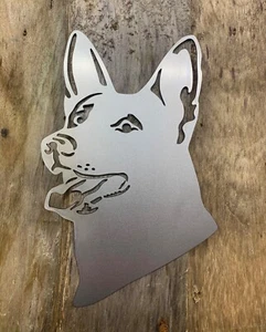 PERRO ALSACIANO ACERO PARED ARTE RAZA PEDIGRÍ JARDÍN DECORACIÓN DEL HOGAR - Imagen 1 de 2