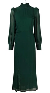 Reformation Aude Women's Turtleneck Long Sleeve Ruched Midi Dress Forest Size 4 - Picture 1 of 4