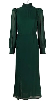 Reformation Aude Women's Turtleneck Long Sleeve Ruched Midi Dress Forest Size 4 - Image 1 of 4