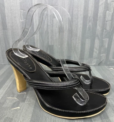 Sandalias de tanga Apostrophe Sassy negras para mujer talla 8,5 M sin cordones punta abierta Foto 1 de 4