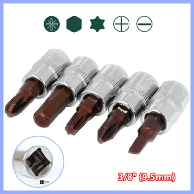 Torx/Hex/Phillips/Slotted/Pozi Bit 3/8" Drive Socket Ratchet Screwdriver Bits - Image 1 of 4