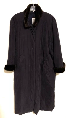 Vtg Jones New York Womens Coat Large XL Blue Puffer Long Retro 80s Oversized - Image 1 of 4