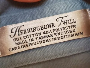 Shirt Herringbone Twill Button Long Sleeve Green Collar Dress Shirt Sz 16 32/33 - Picture 1 of 10