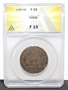 Moneda de cobre colonial de 1C centavo fugio 1787 ANACS F15 - Imagen 1 de 4