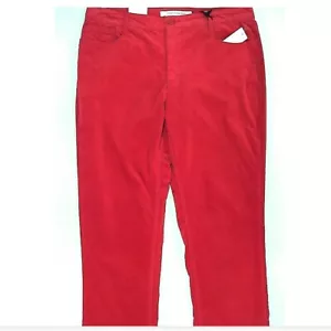 Jones New York Women Pants 12 Cherry Red Stretch Velour Straight Leg Slimming - Picture 1 of 3