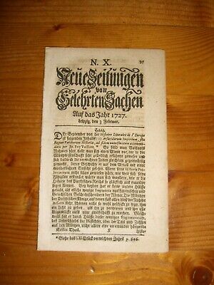 Leipzig  Zeitung Vom 3. Februar 1727 Original Ca. 10,5 X 17 Cm • 9€