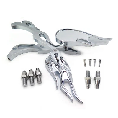 Chrome Burning Fureur Course Miroir Pour Yamaha Route V-Star Warrior V-Max Virag - Photo 1/4