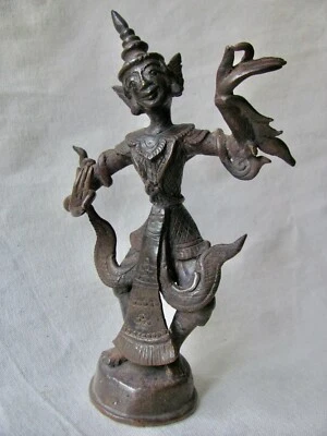 Antigua figura birmana de bronce danza celestial del siglo XIX de Myanmar Foto 1 de 4