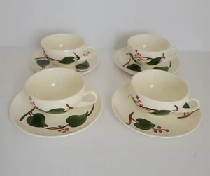 Vintage Cups And Saucers Blue Ridge Southern Pottery Ivy Set of 4 - Picture 1 of 6