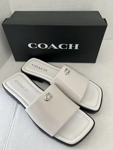 NIB COACH FLORENCE LEATHER SANDAL WOMEN'S SIZE 8B ๐ผ OPTIC WHITE ๐ - Picture 1 of 8