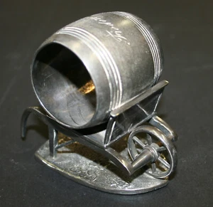Victorian WHEELBARROW Silver Plated Figural Napkin Ring James W. Tufts #1535 - Picture 1 of 4