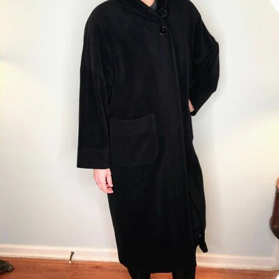 Abrigo de invierno para mujer Kristen Blake vintage negro largo mezcla de lana pequeño Foto 1 de 4