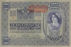 Lot Currency Austria Hungarian Reich 1918 WWI Banknote Kronen 10000 Circ Nice - Picture 1 of 2
