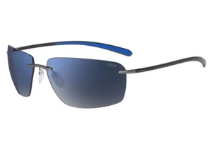 Silhouette BISCAYNE BAY 8727 Grey Ocean Blue/Blue Shaded Mirror(6560) Sunglasses - Picture 1 of 3