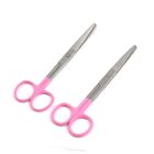 Set Of 2 Pc Operating Scissors 5.5" Sharp Blunt Straight+ Curved Handle (Pink)
