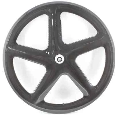 700C Track Road Bike Full Carbon Fibre Wheelset 5 Spokes Clincher Rim with Hubs - Image 1 of 4