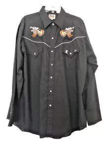 Ely besticktes Langarm Hemd schwarz xl Herren Polyester Baumwolle Country Musik - Bild 1 von 7