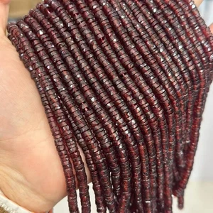 Cuentas espaciadoras de disco Heishi de granate natural facetado de alta calidad para hacer joyas - Imagen 1 de 8
