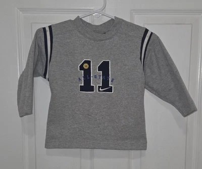Vintage Nike Shirt Small 2T Gray Long Sleeve Boys Swoosh 90s Y2k SEE DESCRIPTION - Image 1 of 4