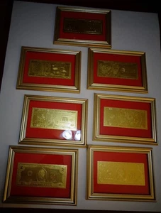 SET BESTEHEND AUS 7 - $1+$2+$5+$10+$20+$50+$100 (24 KT 99,9 % GOLD USA GELDSCHEINSET, JEWEILS GERAHMT*) - Bild 1 von 20