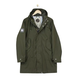 Pretty Green Rain Coat Mens Size M Green Hooded Full Zip 80s Casuals - Picture 1 of 14