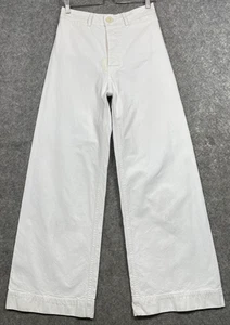 Jesse Kamm Sailor Pants Womens 6 Salt White Wide Leg Cotton Canvas Read - Picture 1 of 24