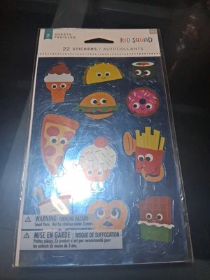 22 Food Stickers- Shiny- Kid Squad- 2 Sheets- New - Image 1 of 2