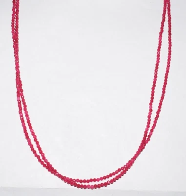 Natural Rubí Rojo Gema Redondo 2MM Cuentas Collares 24" 2 Capas Cuerda - Imagen 1 de 4