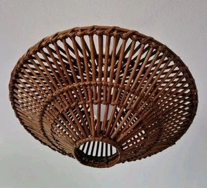 Vintage UFO 60s 70s Bamboo Rattan Lamp Shade Rare Unusual Albini Style Large - Picture 1 of 10