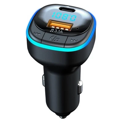 Bluetooth 5.0 FM Transmitter Auto USB-C USB-A Schnellladen KFZ Adapter Radio PKW - Bild 1 von 4
