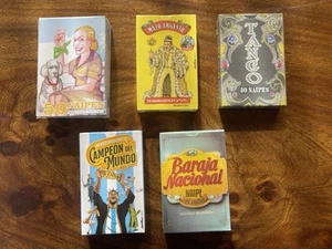 LOT 5 SPANISH TYPE PLAYING CARDS DECKS ARGENTINA RARE DESIGNS TANGO PERÓN & MORE - Picture 1 of 2
