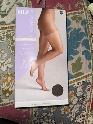 Paquete de 2 pantimedias Silk Impressions XXXL grano de café 15 denier ultra fino transparente Foto 1 de 2