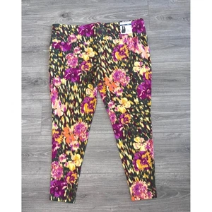 Terra & Sky Plus Size Leggings 2X Floral Print Fitted Pants Comfort Walking - Picture 1 of 7