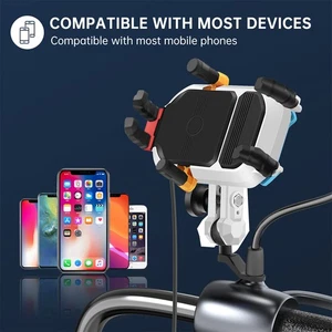 Support rétroviseur guidon GPS téléphone portable moto vélo VTT avec chargeur - Photo 1 sur 18