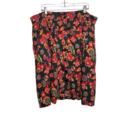 Falda Modcloth Para Mujer 2X Forrada Floral Abotonada Mezcla de Lino Boho Artística Colorida Foto 1 de 4